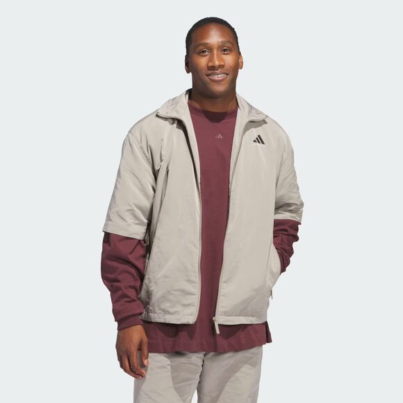 Adidas Men’s Full-Zip Warm-Up Shirt Beige JC7837, Size Medium (New) - Picture 1 of 16